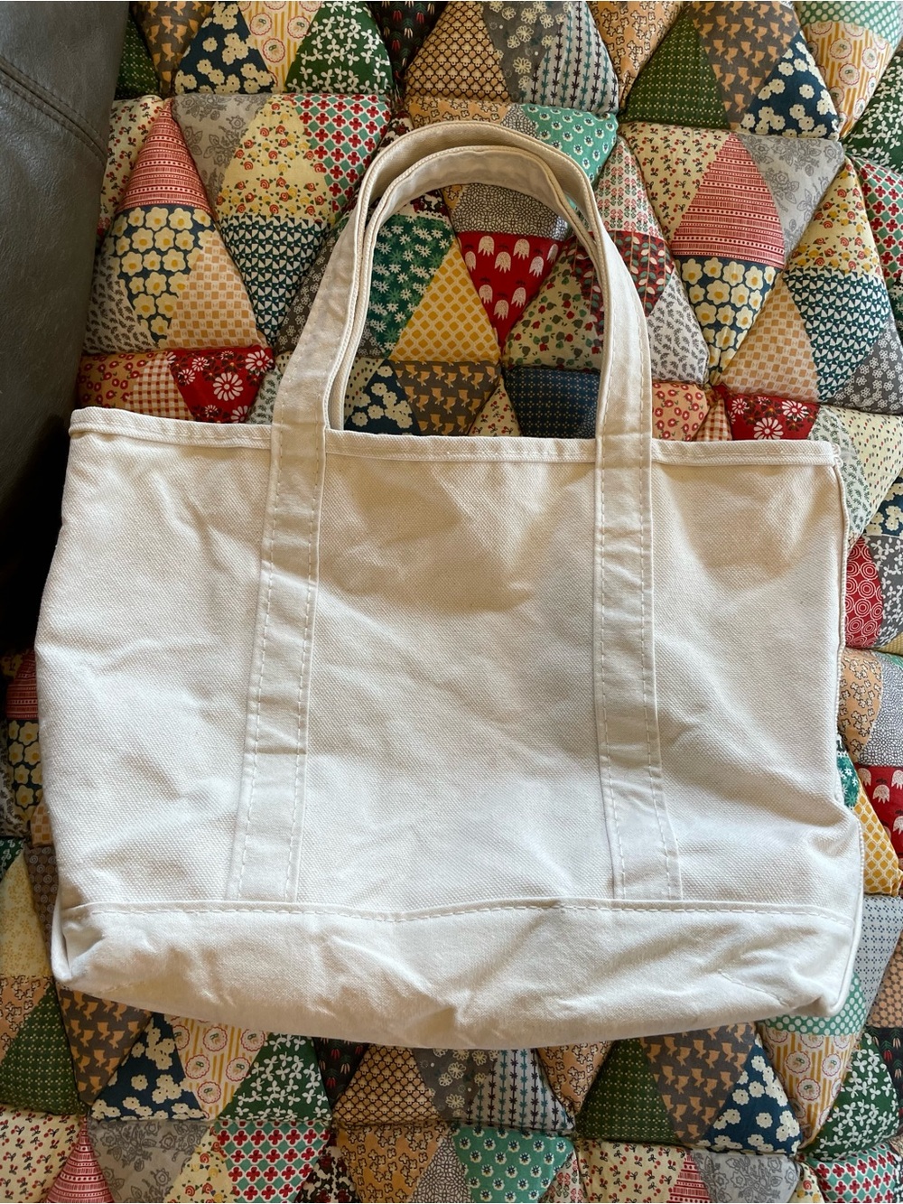 L.L. Bean RARE Cream Canvas Tote Bag Boat and Tote